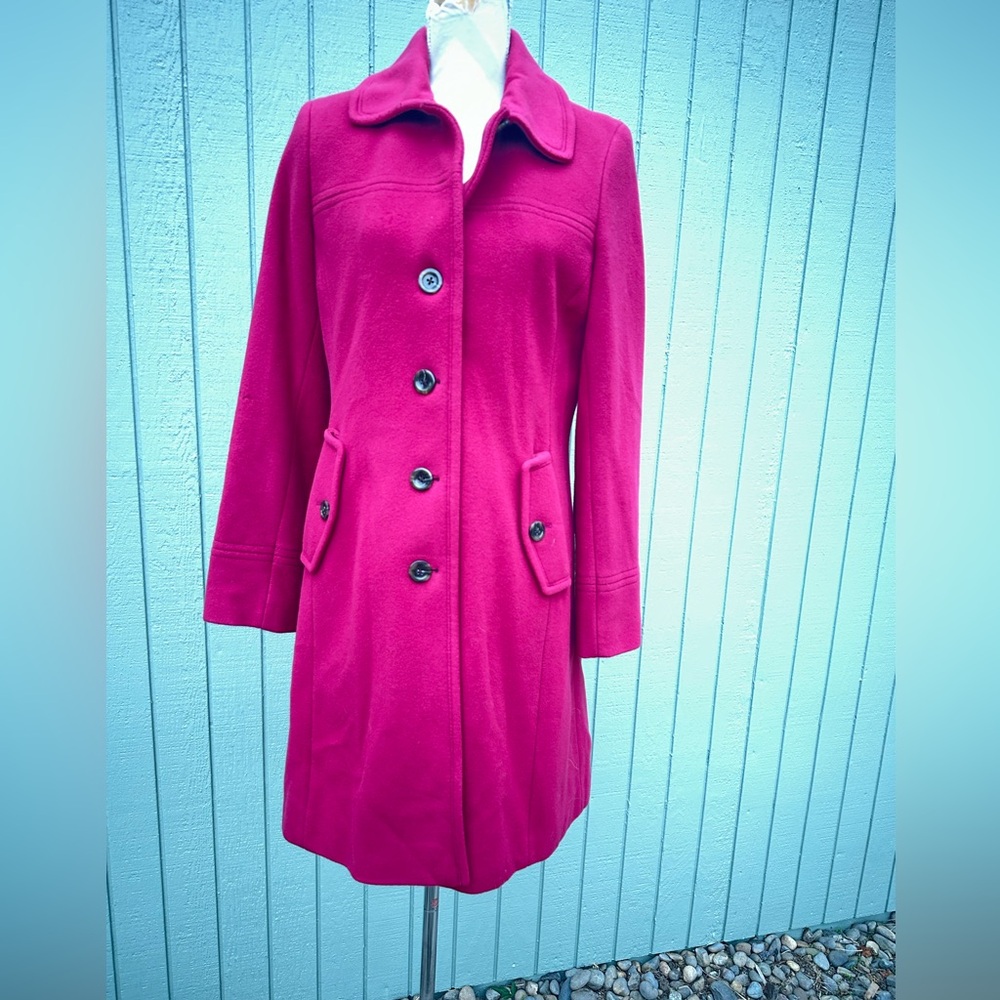 Lands' End Women's Fuchsia Midi Pea Coat